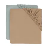 Jollein Hoeslaken Jersey - 2 Stuks - 60 x 120 cm - Sea Green/Biscuit 