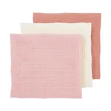Meyco Baby Uni Hydrofiele Doeken - 3 Stuks - Pre-Washed Hydrofiel - 70 x 70 cm - Soft Rose/Rose/Natural