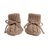 Lodger Slofjes Gebreid Met Kabel - 0-6mnd - Fudge