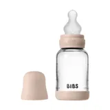BIBS Fles - Slow Flow - Ronde Speen - 120 ml - Glas/Silicone - Blush