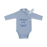 VIB I'm Beary Cute Overslagromper - 0-3 mnd - Dusty Blue