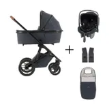 Qute Q-Rider Plus Kinderwagen - Denim Blue | Kidsriver Curve Autostoel - Black