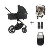 Qute Q-Rider Plus Kinderwagen - Midnight Black | Kidsriver Curve Autostoel - Clay