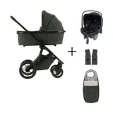 Qute Q-Rider Plus Kinderwagen - Thyme Green | Kidsriver Curve Autostoel - Black