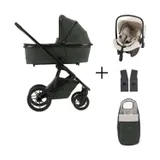 Qute Q-Rider Plus Kinderwagen - Thyme Green | Kidsriver Curve Autostoel - Clay