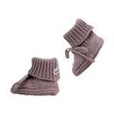 Lodger Gebreide Slofjes Met Kabel - Maat 0-6 Mnd - Rose