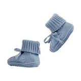 Lodger Gebreide Slofjes Met Kabel - Maat 0-6 Mnd - Blue Fogg