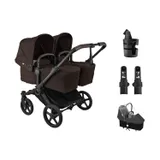 Bugaboo Donkey 6 Twin Essentiële Bundel - Black/Cocoa Brown