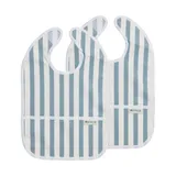 Meyco Baby Fat Stripe Slab Met Opvangbak - 2 stuks - Jeans Blue