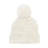 Puck Knit Pompom Muts - Woolwhite