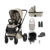 Qute Q-Rider Plus Kinderwagen - Mineral Clay | Kidsriver Curve Autostoel - Black | Kidsriver Isofix Base
