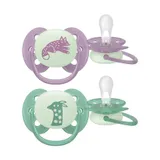 Philips Avent Fopspeen - Ultra Soft Nighttime - 6-18 maanden - 2 stuks - Glow in the Dark