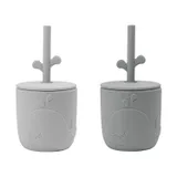 Done By Deer Straw Cup Peekaboo Wally Grey 2-Pack
