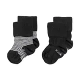 KipKep Blijf-Sokjes - 2-6 Mnd - 2-Pack - Black Stripes