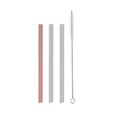 Kikkaboo 3 Rietjes + Borstel - Platina Siliconen - Zand