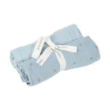 Little Dutch Pure Swaddle Doeken - Set Van 2 - Tetra - 70 x 70 cm - Denim Blue