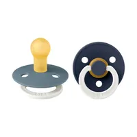 BiBs Glow In The Dark Fopspeen - Rond -2 Stuks - 0-6 Mnd - Petrol/Deep Space 