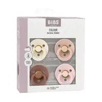 BiBs Colour Fopspeen - Rond - 4 Stuks - 6-18 Mnd - Ivory/Blush/Woodchuck/Blossom