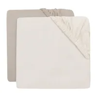 Jollein Hoeslaken - Jersey - 2 Stuks - Boxmatras 75×95 cm - Oatmeal/Sand