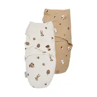 Meyco Inbakerdoek - 2 Stuks - 0-3 Mnd - Forest Animals Sand 