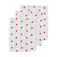 Meyco Baby Washandjes Hydrofiel Sweet Heart Red 20 x 17 cm 3-Pack