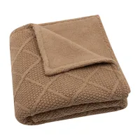 Jollein Check Knit Wiegdeken - 75 x 100 cm - Biscuit / Teddy Fleece 