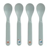 Lässig Tiny Team Dog Lepels - 4 Stuks - PP/Cellulose - Blauw