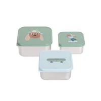 Lässig Tiny Team Dog Snackbox - 3 Stuks - Roestvrijstaal - Groen