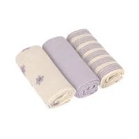 Lässig Tiny Team Swaddle & Burp Doeken - 3 Stuks - 60 x 60 cm - Pastel Lila