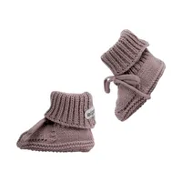 Lodger Gebreide Slofjes Met Kabel - Maat 0-6 Mnd - Rose