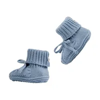 Lodger Gebreide Slofjes Met Kabel - Maat 0-6 Mnd - Blue Fogg