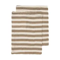 Meyco Baby Fat Stripe Washandjes - 2 Stuks - Pre-washed Tetra - Taupe