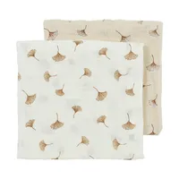 Meyco Baby Tetra Doeken - Gingko - 2-pack - Offwhite/Soft Sand - 70x70 cm
