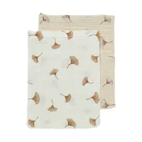 Meyco Baby Washandjes - Gingko - 2-pack - Offwhite/Soft Sand - 20x17 cm
