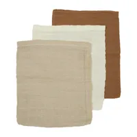 Meyco Uni Washand - Hydrofiel Pre-Washed - 3-Pack - Offwhite/Sand/Toffee