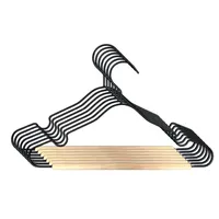 Puck kledinghanger metaal/hout set van 6