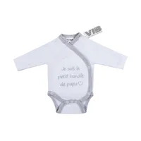 VIB Romper - Je suis le petit bandit de papa - Wit/Grijs