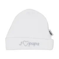 VIB Babymuts Rond - J'adore Papa - Wit/Grijs