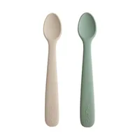 Mushie Silicone Lepel Baby - 2 Stuks - Cambridge Blue / Shifting Sand