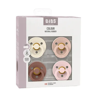 BiBs Colour Fopspeen - Rond - 4 Stuks - 6-18 Mnd - Ivory/Blush/Woodchuck/Blossom