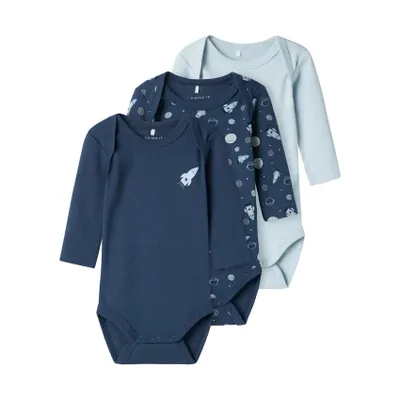 Name It Romper 3-Pack - Space - Dark Denim - Maat 56
