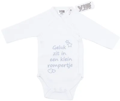 VIB® Romper Geluk Zit In Een Klein Rompertje Wit