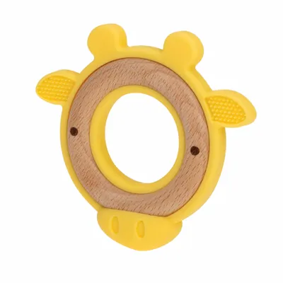 Nûby Hout/Silicone Bijtring Giraf 3mnd+