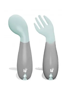 Babyjem Gebogen Vork En Lepel Groen