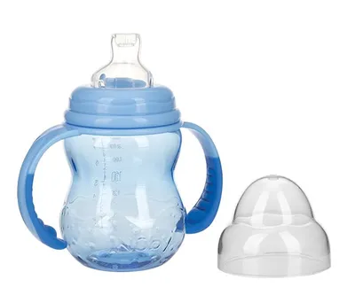 Nûby Oefenbeker Brede Hals Met Tuit Tritan Blauw 240ml 6mnd+ 