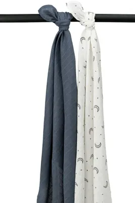 Meyco Swaddle Hydrofiel Moon Indigo 120 x 120 cm 2-Pack 
