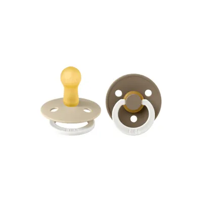 BiBs Glow In The Dark Fopspeen - Rond - 2 Stuks - 0-6 Mnd - Vanilla/Dark Oak 