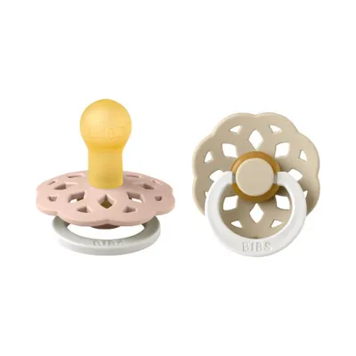 BiBs Boheme Glow In The Dark Fopspeen - Rond - 2 Stuks - 0-6 Mnd - Blush/Vanilla