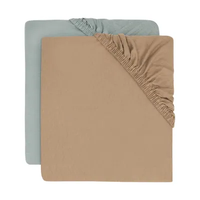 Jollein Hoeslaken Jersey - 2 Stuks - 60 x 120 cm - Sea Green/Biscuit 