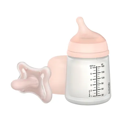 Suavinex Zero Zero Newborn Set - Fles 180ml + Fopspeen -2/2Mnd 